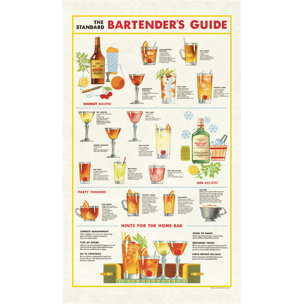 Bartenders Guide Tea Towel