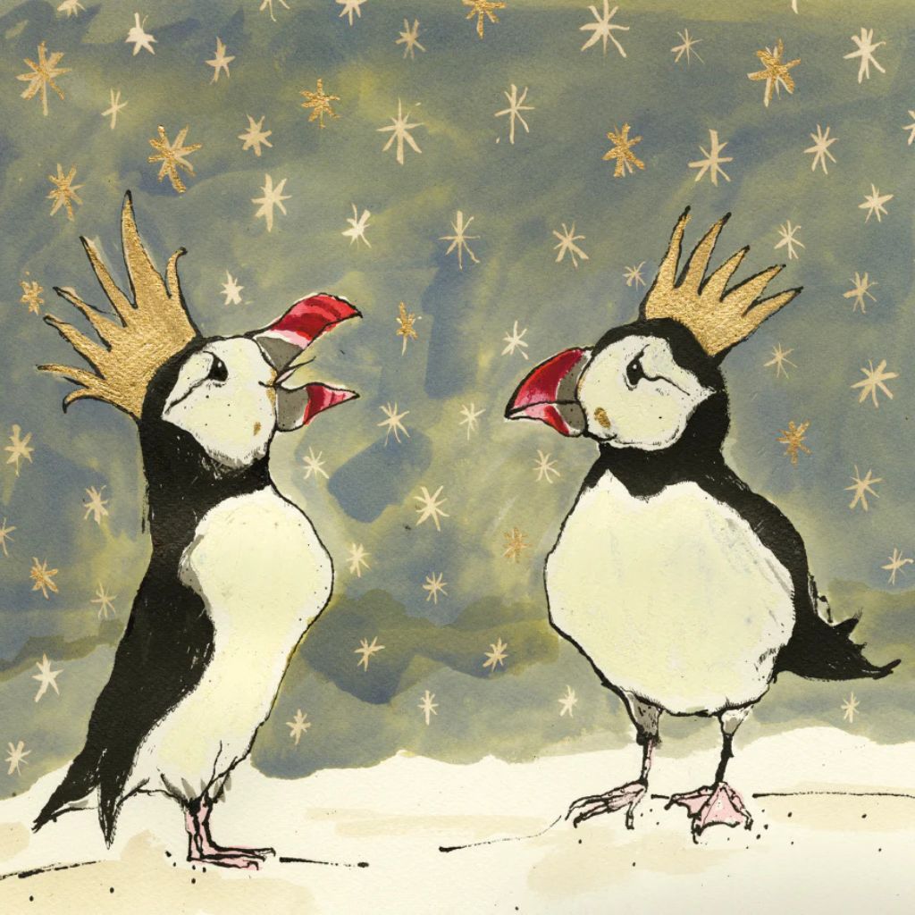 Christmas puffins card