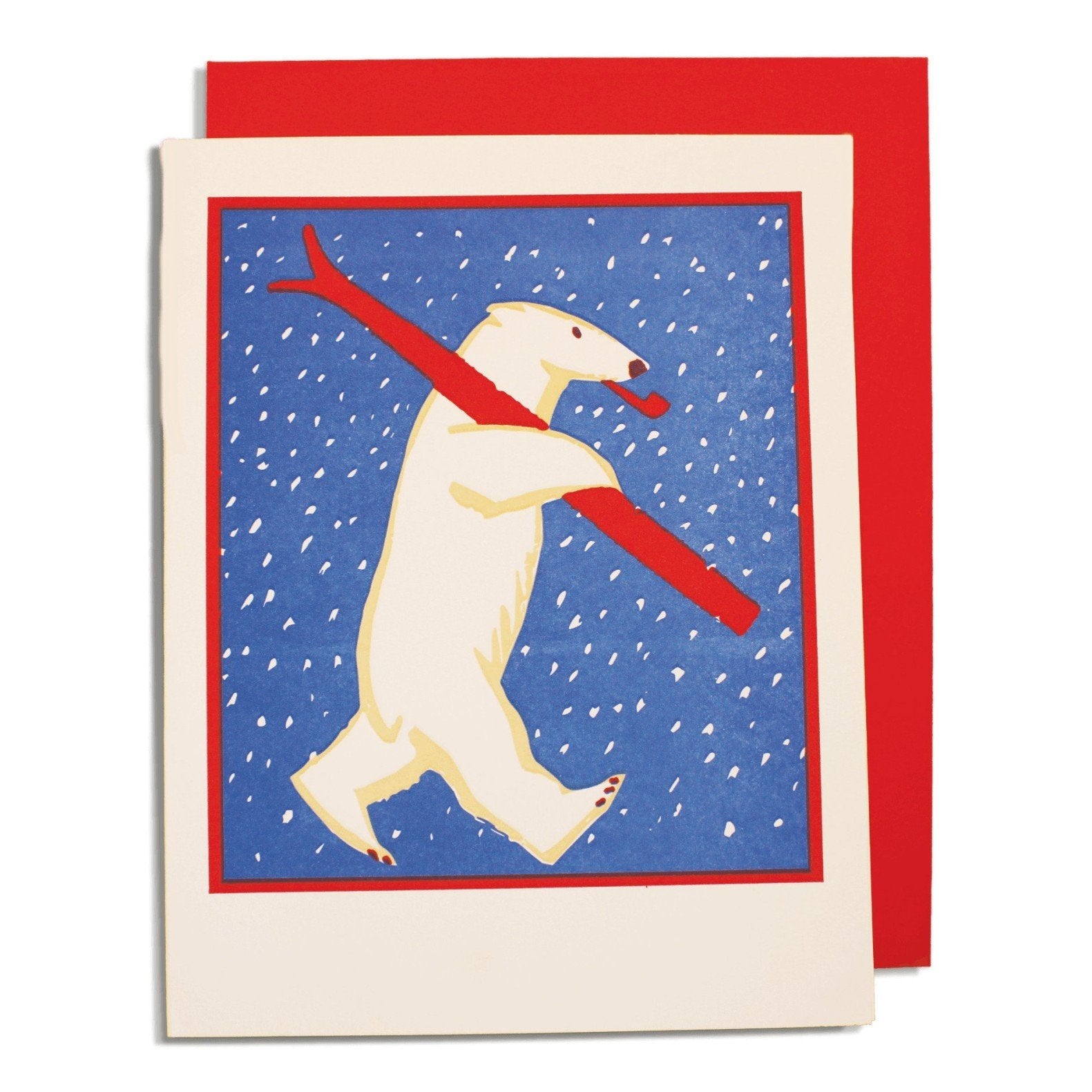 Christmas Skiing Polar Bear Card