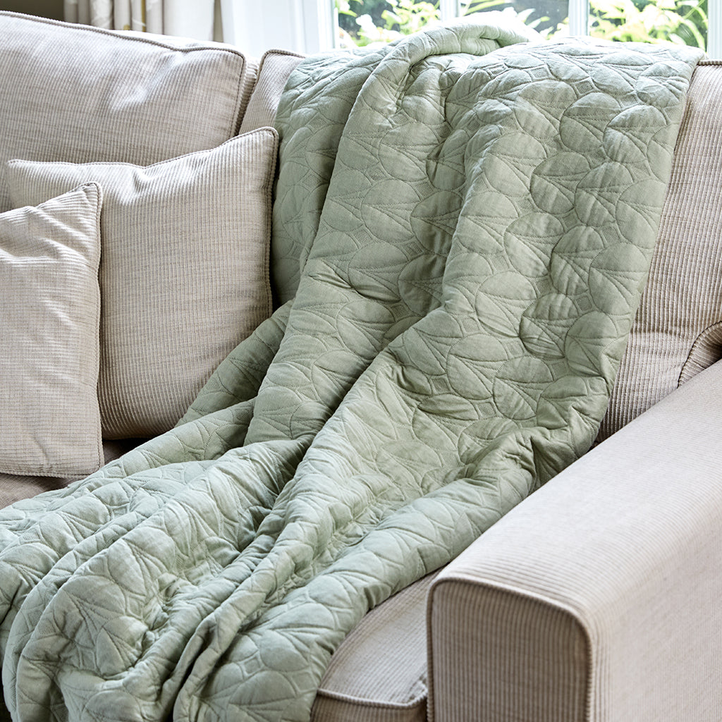 Seconds - Quilted Cotton Bedspread Pistachio Green