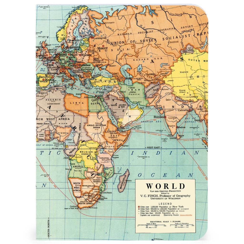 Vintage World Maps Mini Notebooks - Set of Three