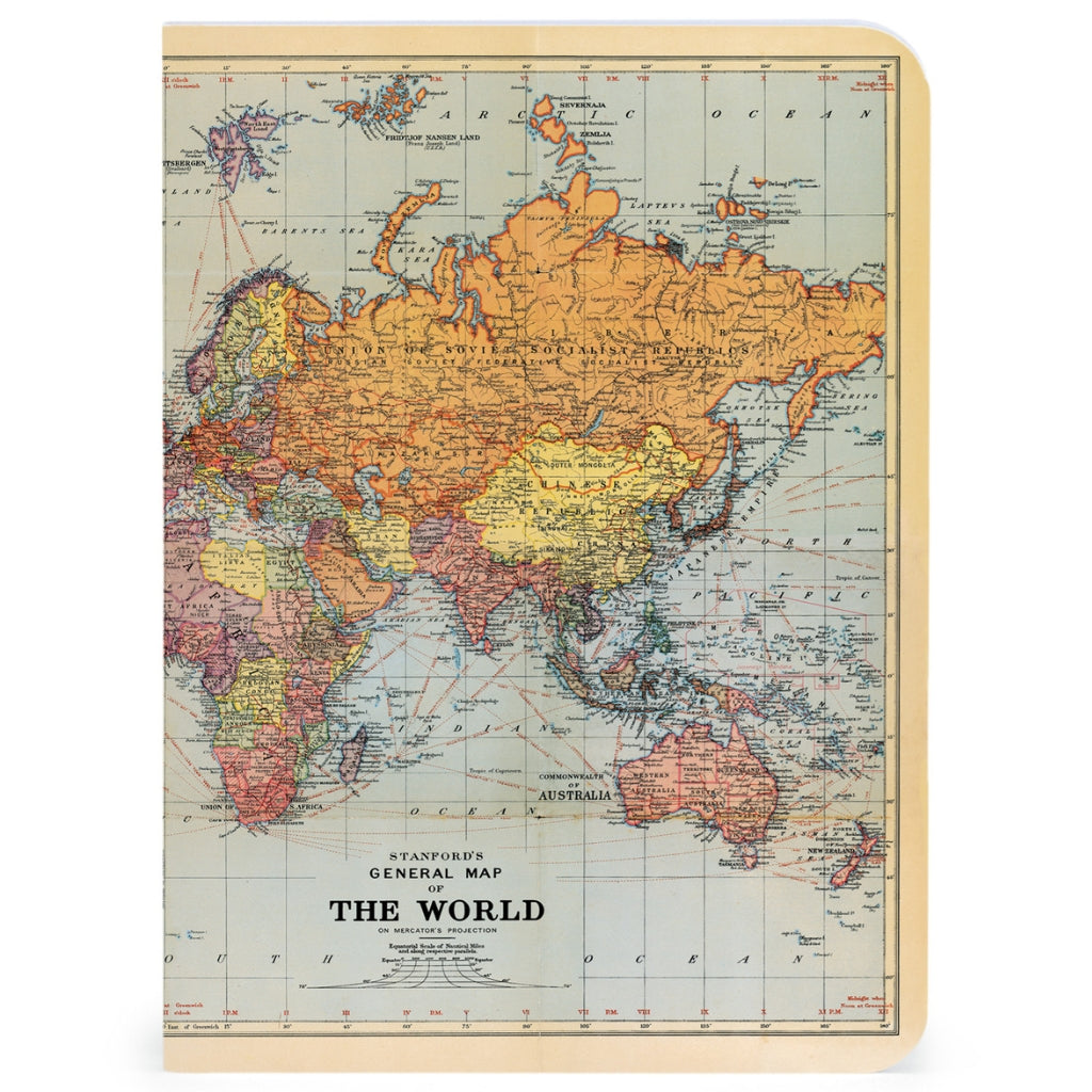 Vintage World Maps Mini Notebooks - Set of Three