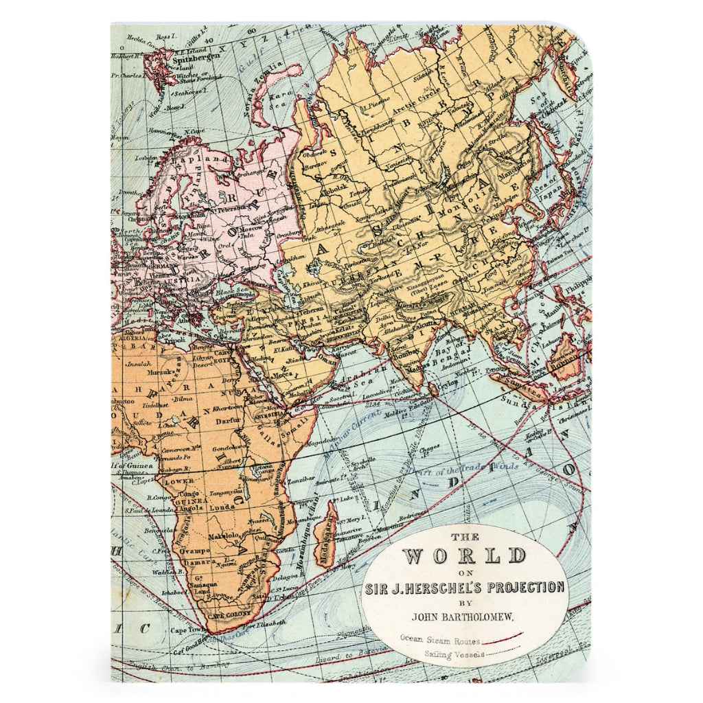 Vintage World Maps Mini Notebooks - Set of Three