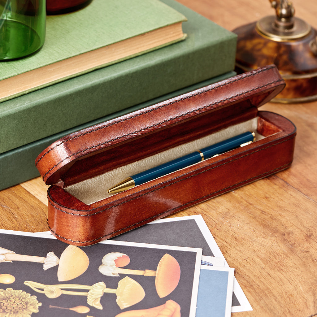 Leather pen box pen