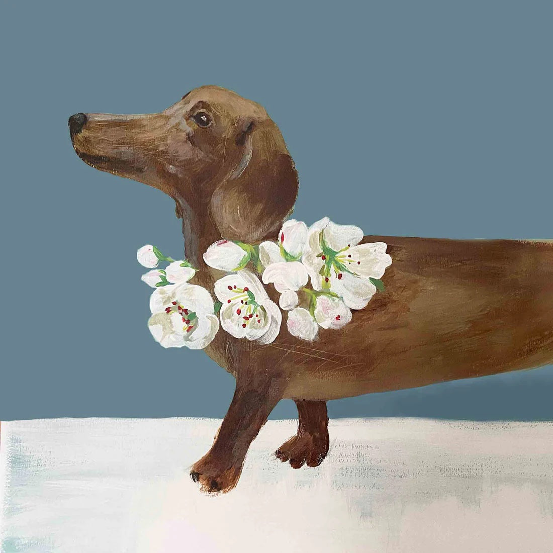 Penny in the Pear Blossom Greetings Card