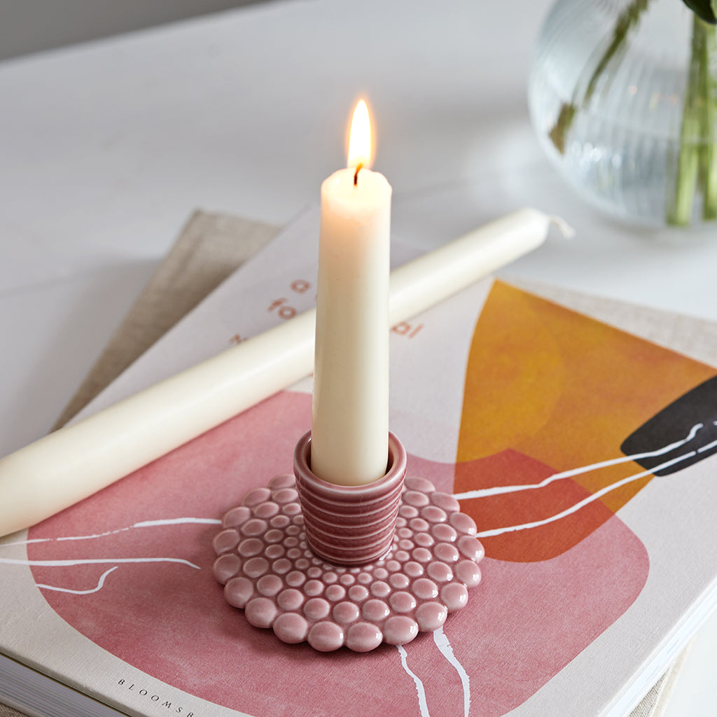 Pink candle stick holder