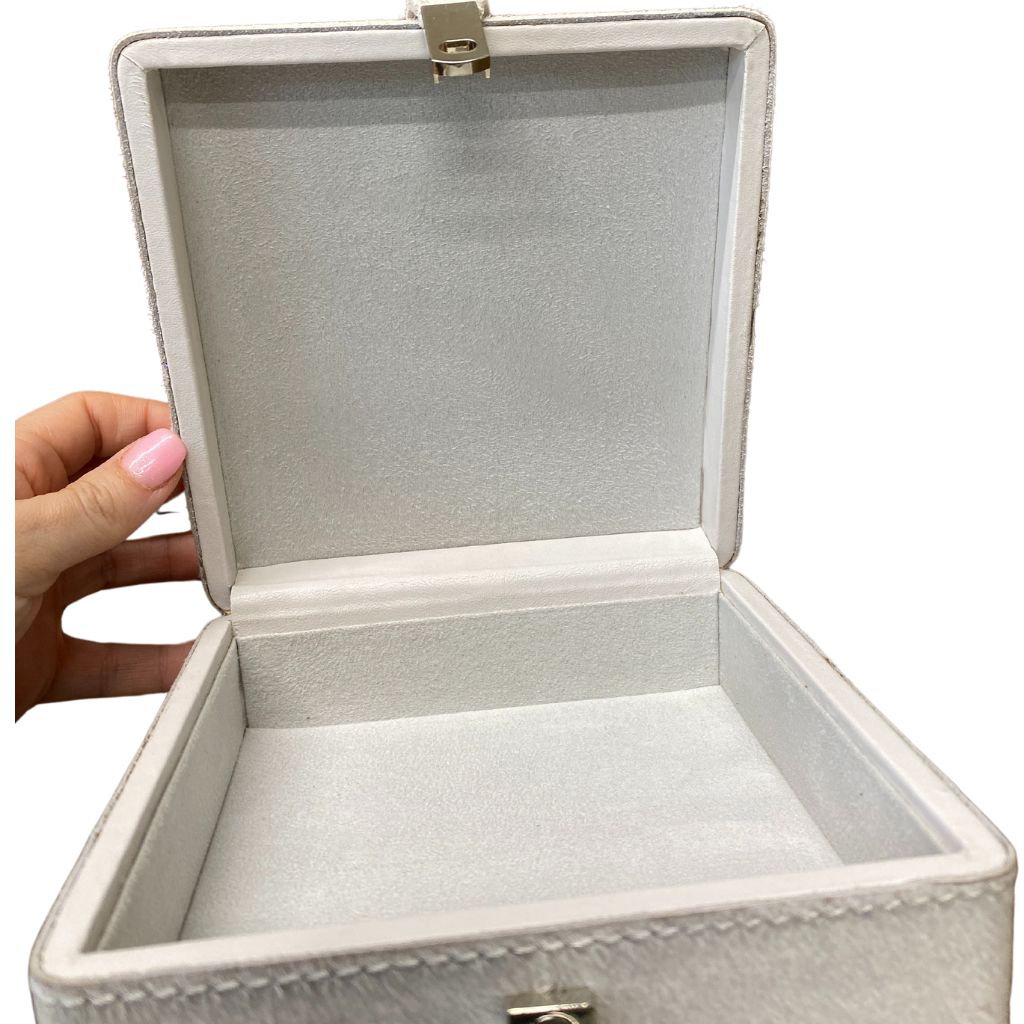 Sample Hairon Leather Square Keepsake Box - White