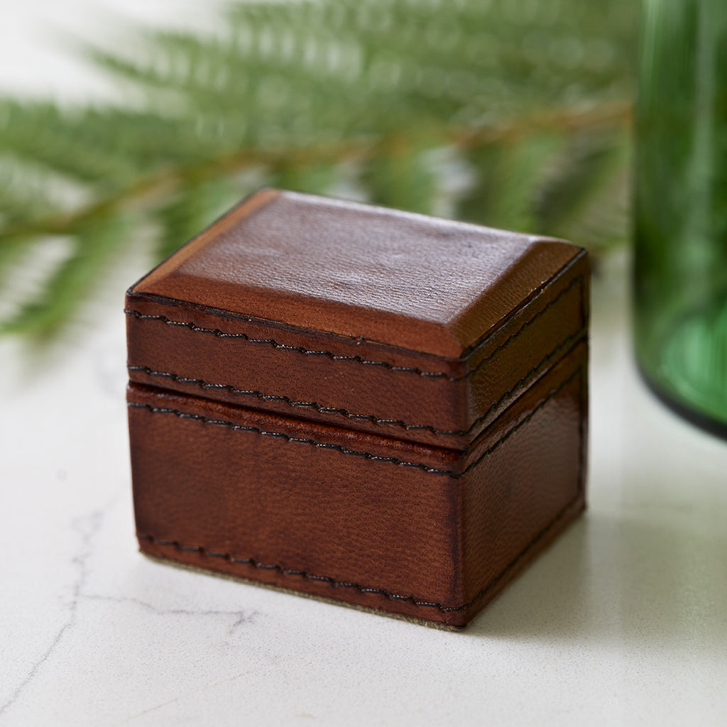 Leather Tiny Oblong Trinket gift box - can be personalised
