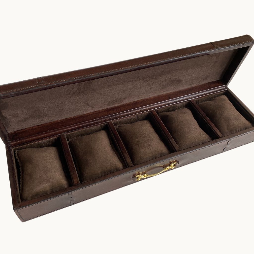 Sample Leather Watch Box Five- Dark Brown