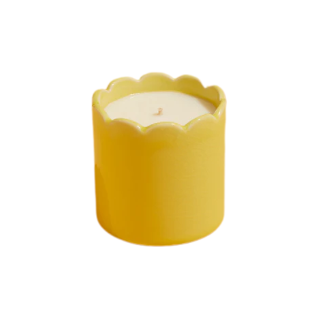 Scalloped Yellow Candle - Lemon and Lavender