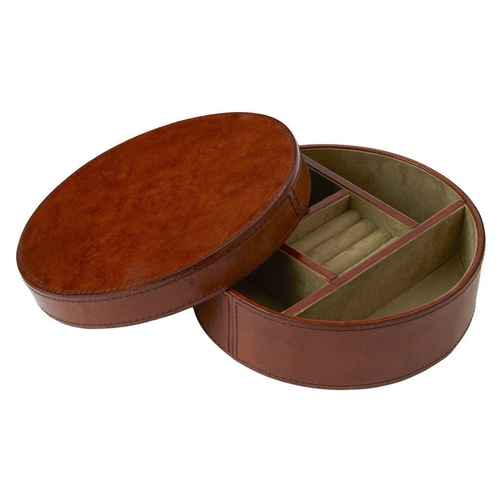 Seconds Leather Round Jewellery Box