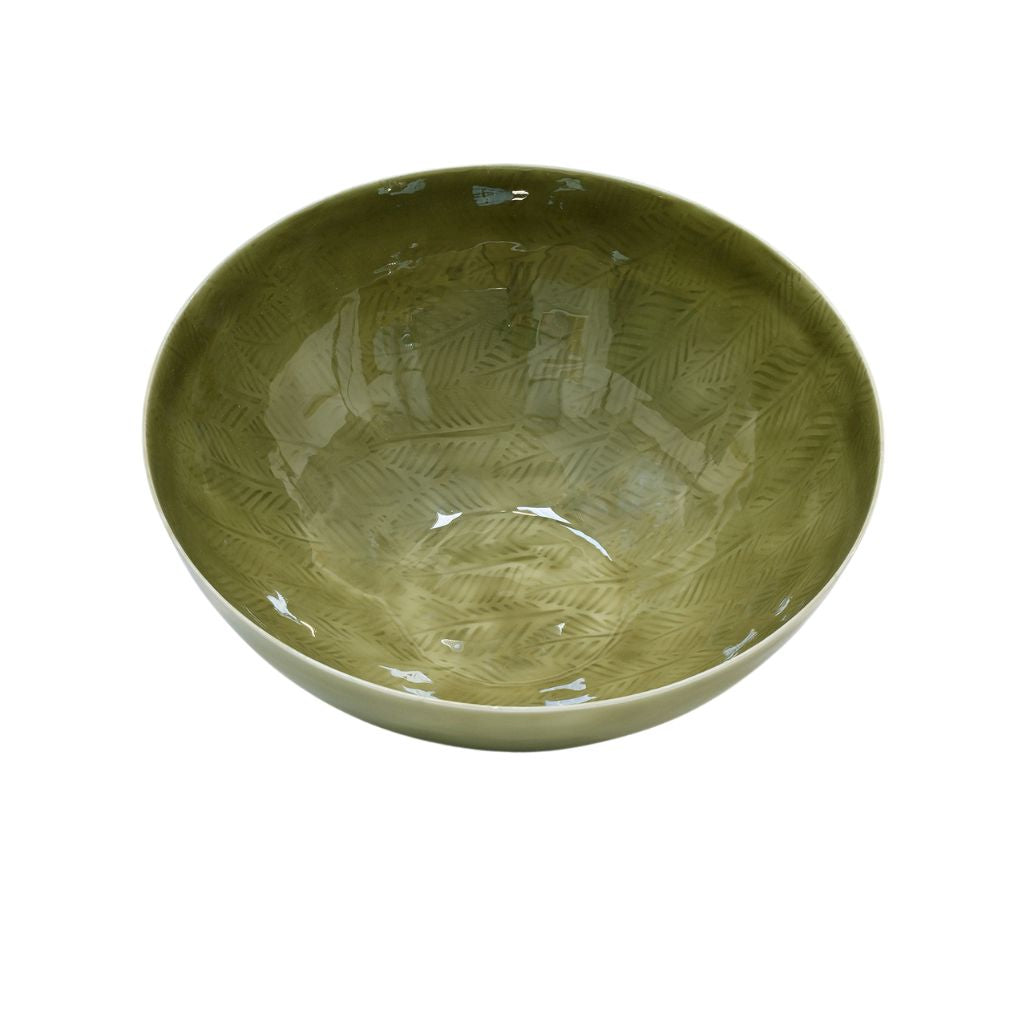 large serving bowl moss green