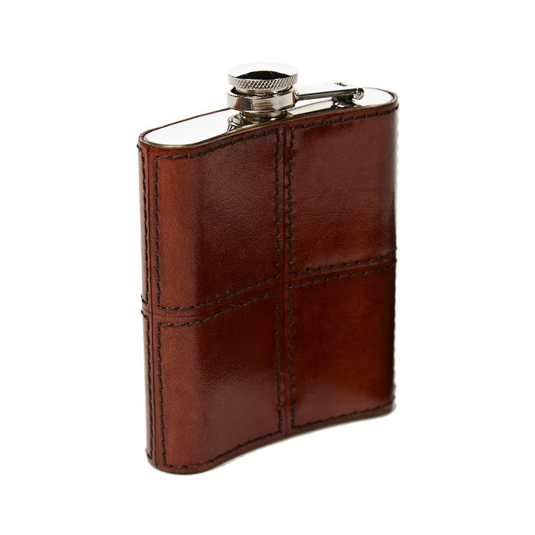 Seconds Conker Brown Leather Hip Flask